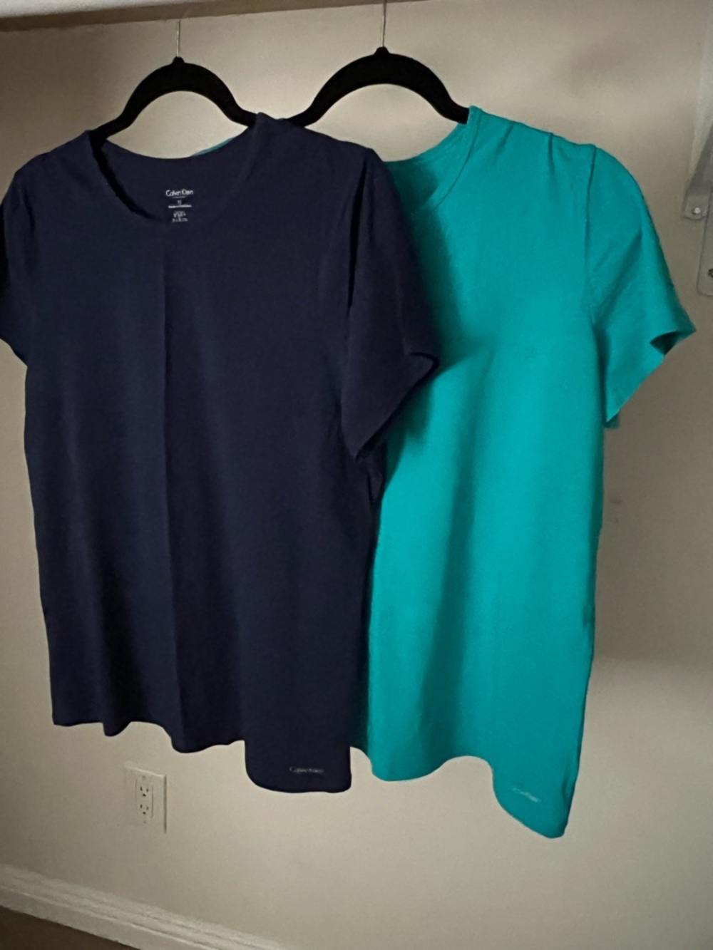 Calvin Klein women Navy & Teal sport light two Crew Neck Tee Pair